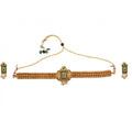 Suvarnika Women's Elegent And Modern Gold Plated Chowker Set (Green, Free Size)