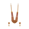 Suvarnika Women's Ethnic Five Layer Brass Mala With Crystal For Women And Girls (Red, Free Size)