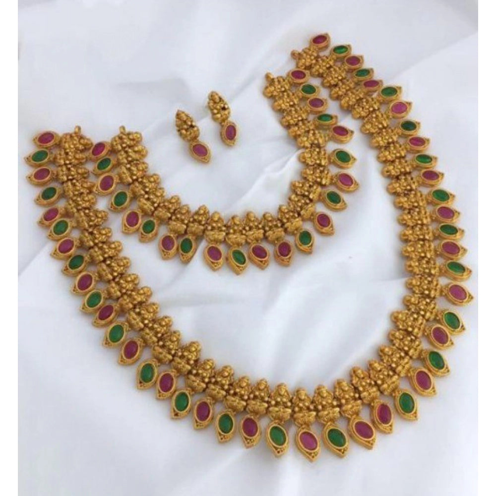 Suvarnika Women's Jewellery Set (Red And Green, Free Size)