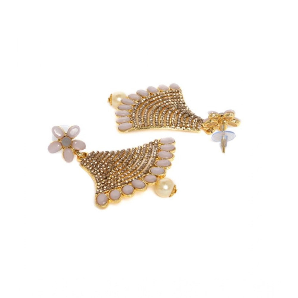 Suvarnika Women's Rose Gold Plated Alloy Earrings (Gold)