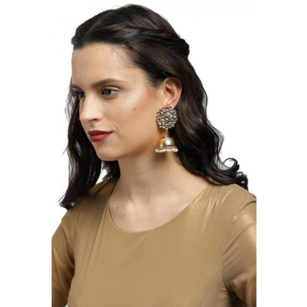 Suvarnika Women's Rose Gold Plated Alloy Earrings (White)