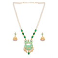Suvarnika Women's Rose Gold Plated Alloy Necklace &amp; Earings Set (Green)