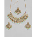 Suvarnika Women's Rose Gold Plated Alloy Necklace &amp; Earings Set (Light Green)