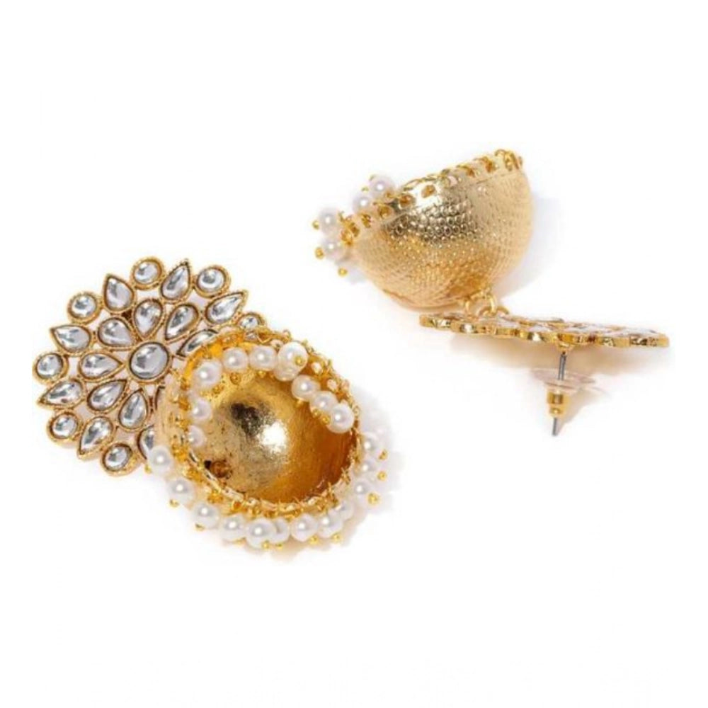 Suvarnika Women's Rose Gold Plated Alloy Earrings (White)