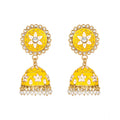 Suvarnika Women's Rose Gold Plated Alloy Earrings (Yellow)