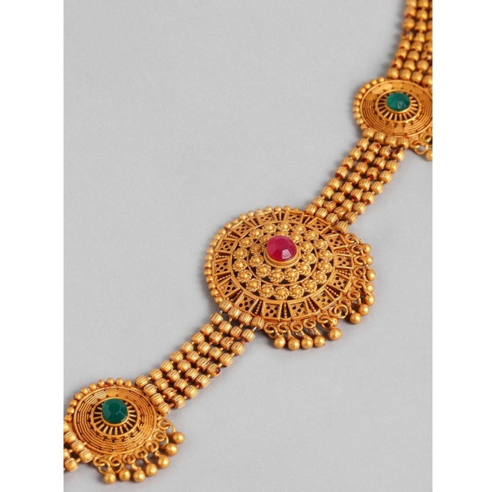 Suvarnika Women's Rose Gold Plated Alloy Necklace &amp; Earings Set (Multicolor)