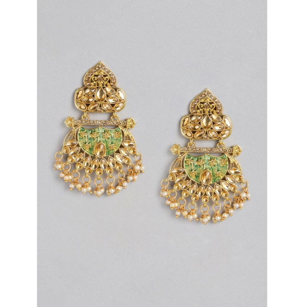 Suvarnika Women's Rose Gold Plated Alloy Earrings (Gold)
