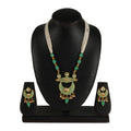 Suvarnika Women's Rose Gold Plated Alloy Necklace &amp; Earings Set (Green)