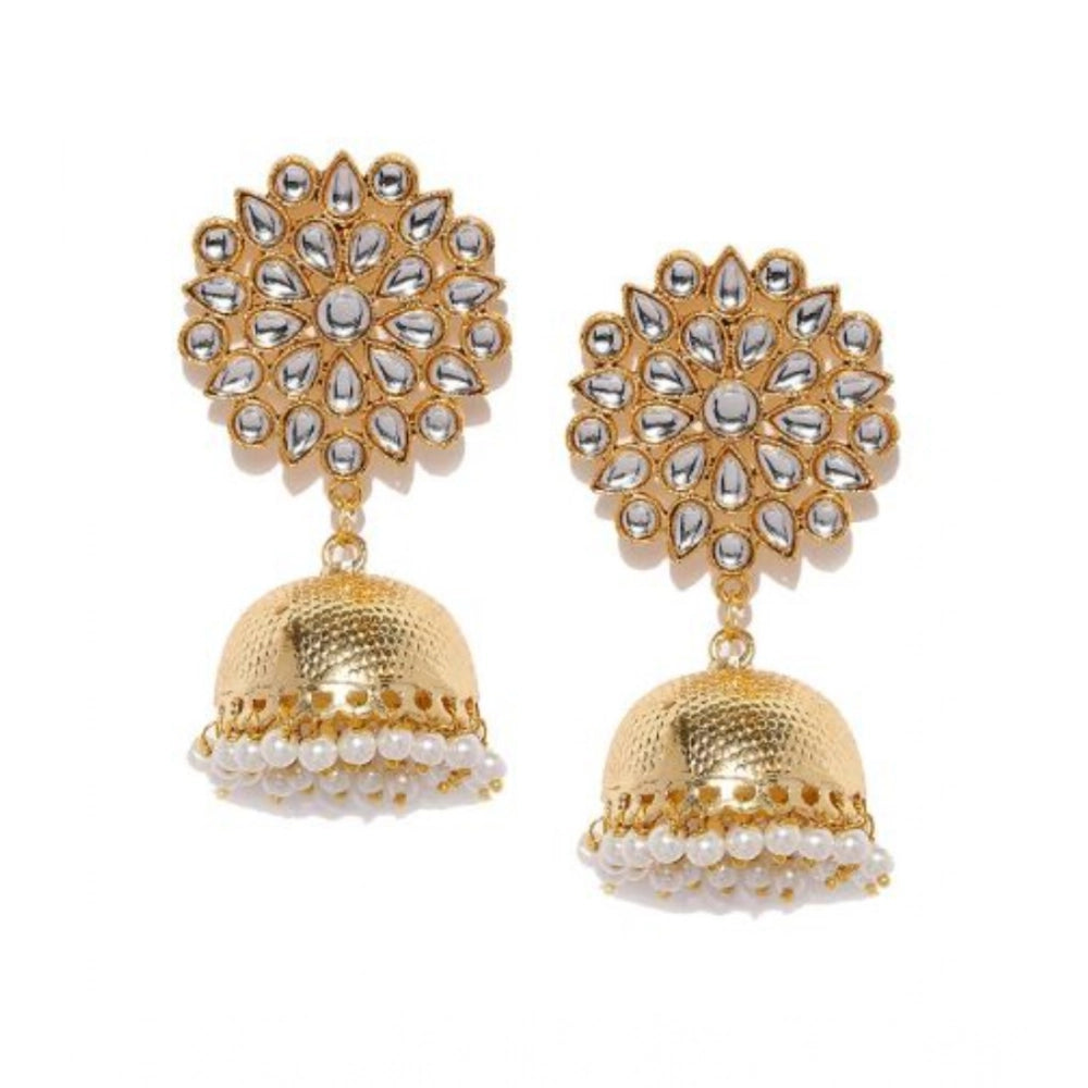 Suvarnika Women's Rose Gold Plated Alloy Earrings (White)
