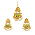 Suvarnika Women's Rose Gold Plated Alloy Kundan Earrings &amp; Mangtikka (Green)