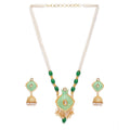 Suvarnika Women's Rose Gold Plated Alloy Necklace &amp; Earings Set (Green)