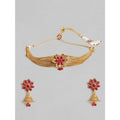 Suvarnika Women's Rose Gold Plated Alloy Necklace &amp; Earings Set (Gold)