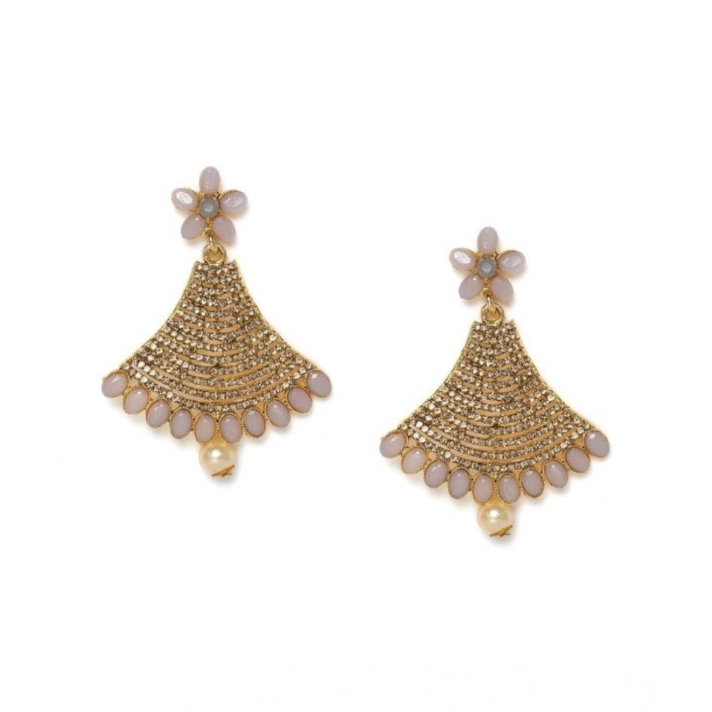Suvarnika Women's Rose Gold Plated Alloy Earrings (Gold)