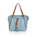 Suvarnika Women's Faux Leather Textured Tote Bag (Blue)