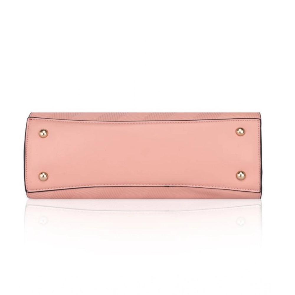 Suvarnika Women's Faux Leather Textured Adjustable Long Belt Handbag (Pink)