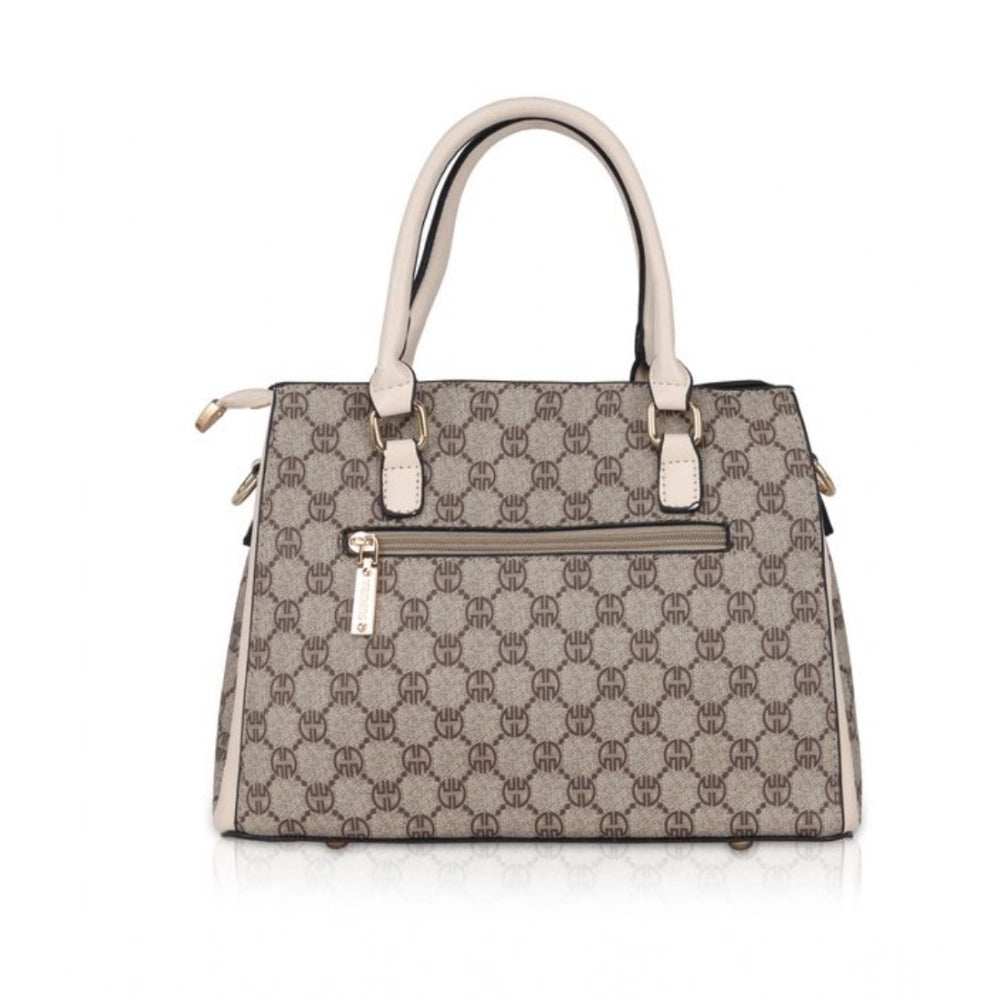 Suvarnika Women's Faux Leather Printed Handbag (Beige)
