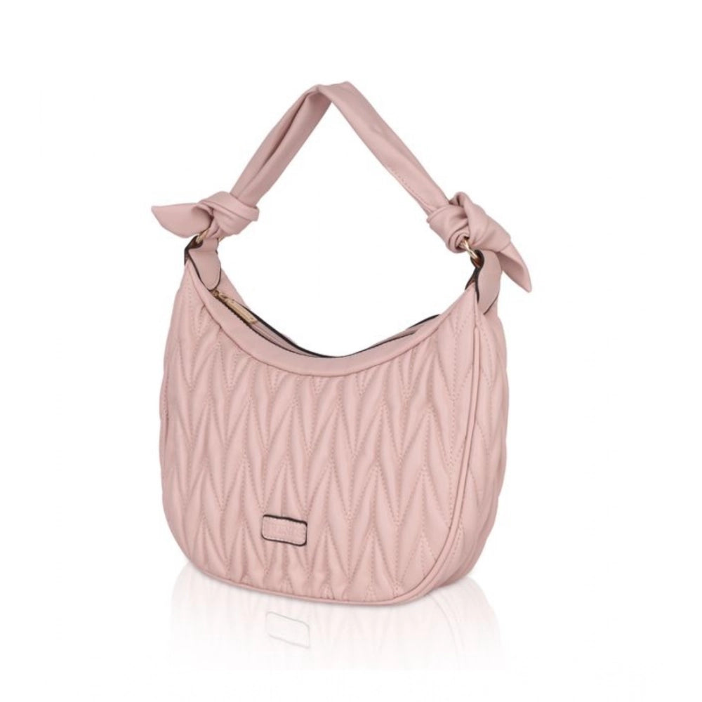 Suvarnika Women's Faux Leather Textured Handbag (Pink)