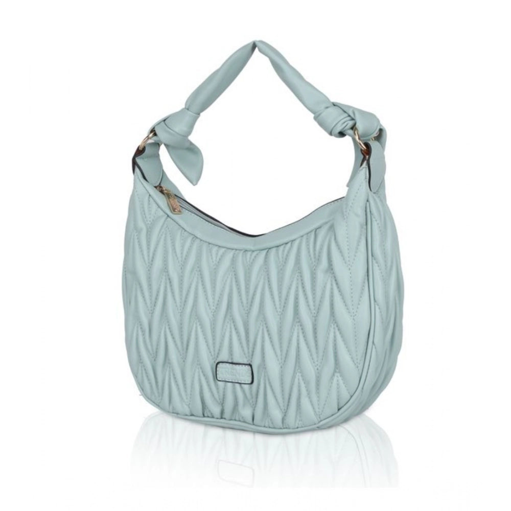 Suvarnika Women's Faux Leather Textured Handbag (Blue)