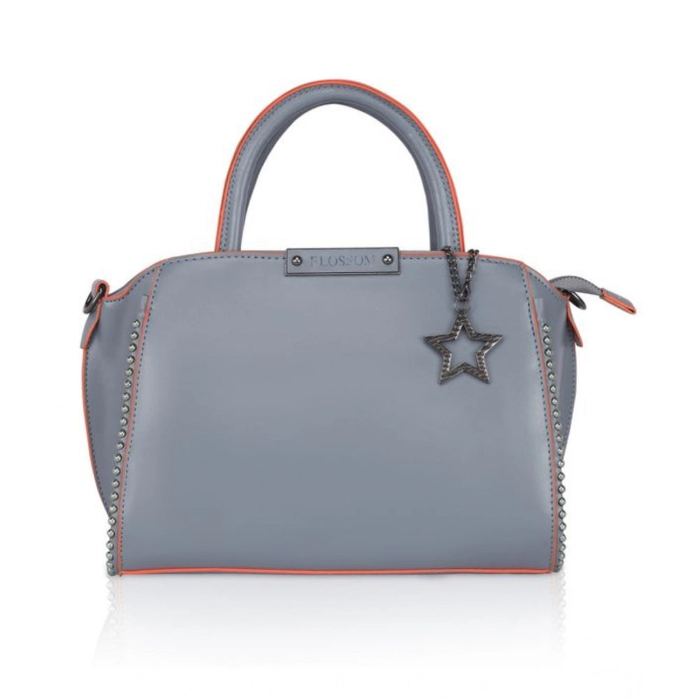 Suvarnika Women's Faux Leather Metal Beads Handbag (Grey)