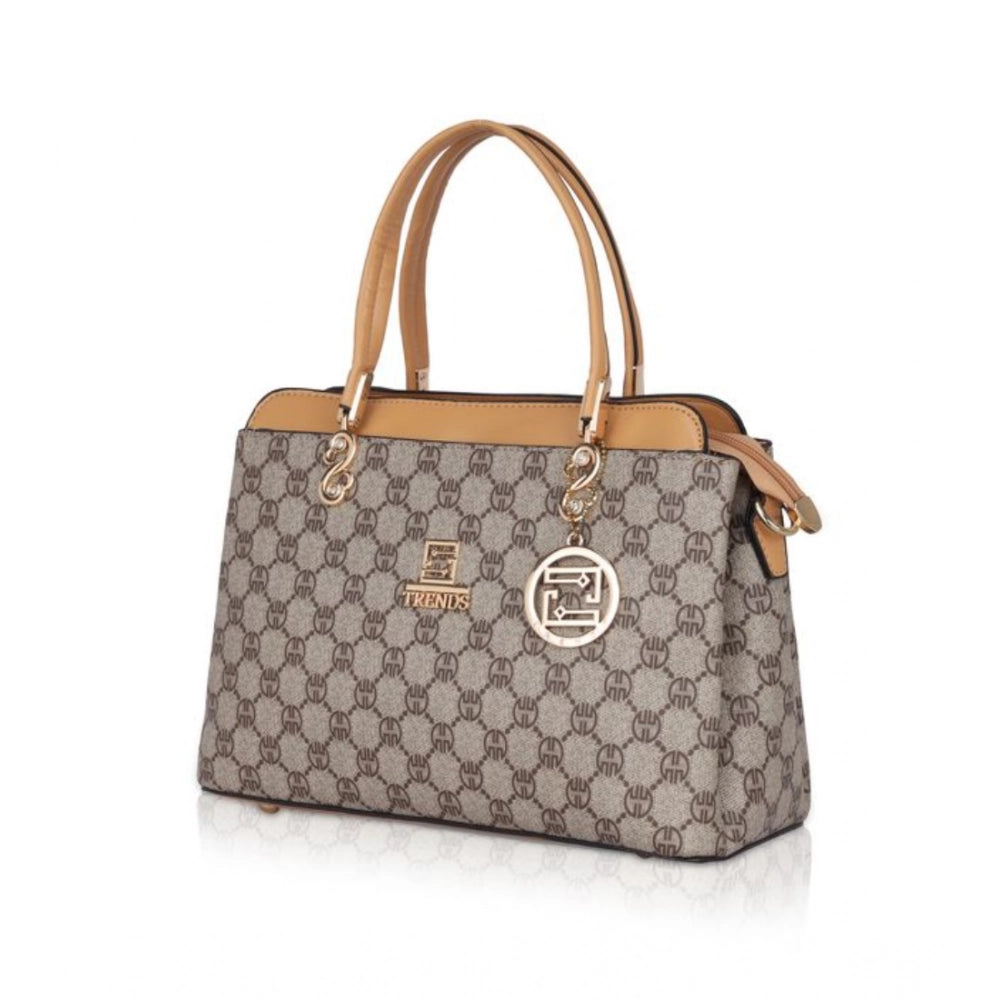 Suvarnika Women's Faux Leather Printed Handbag (Camel)