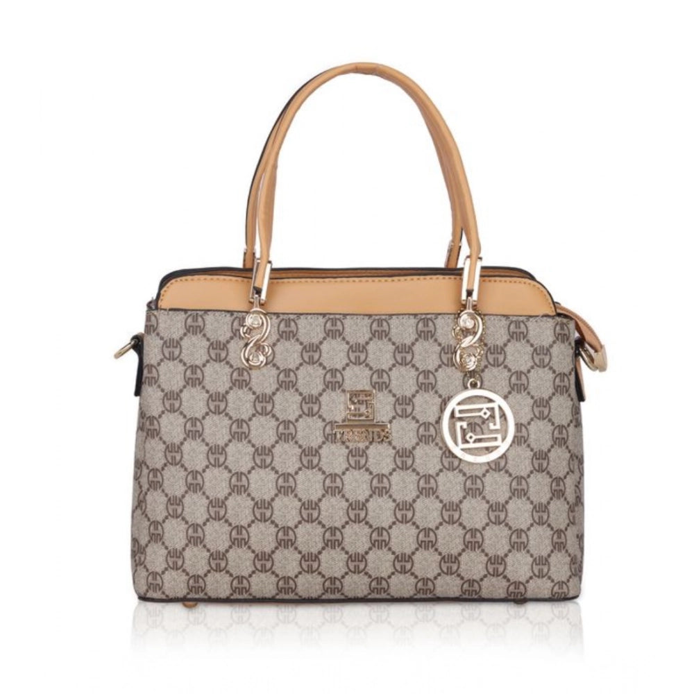Suvarnika Women's Faux Leather Printed Handbag (Camel)