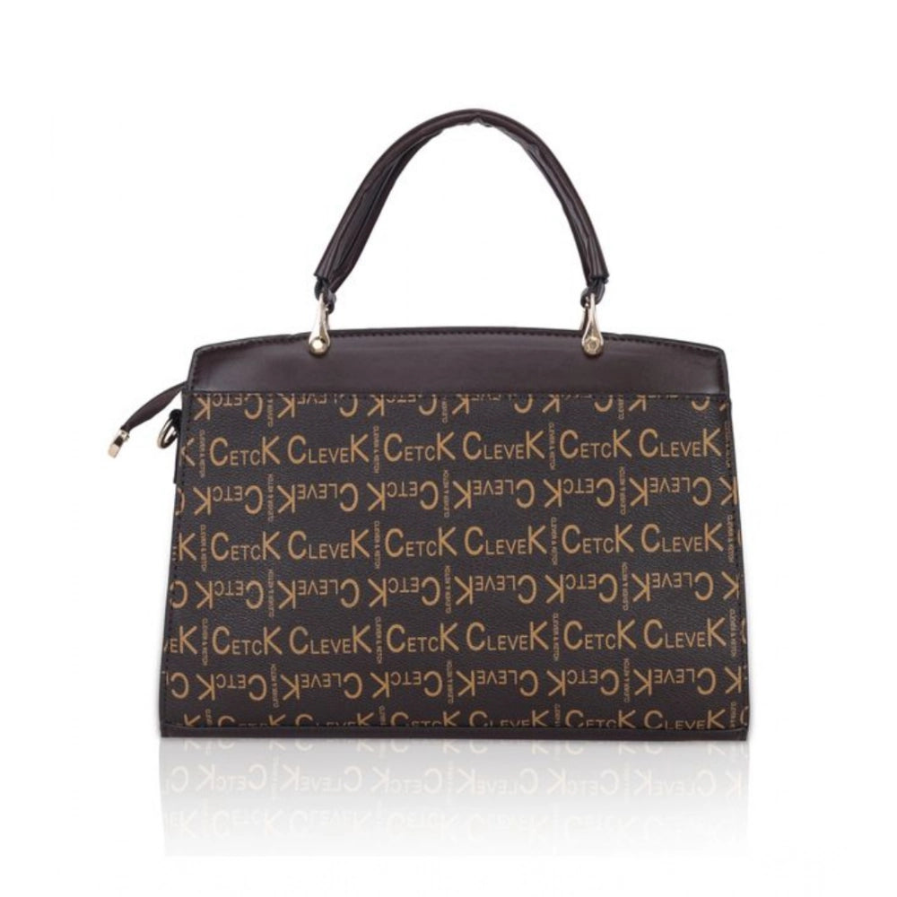 Suvarnika Women's Faux Leather Printed Handbag (Coffee)
