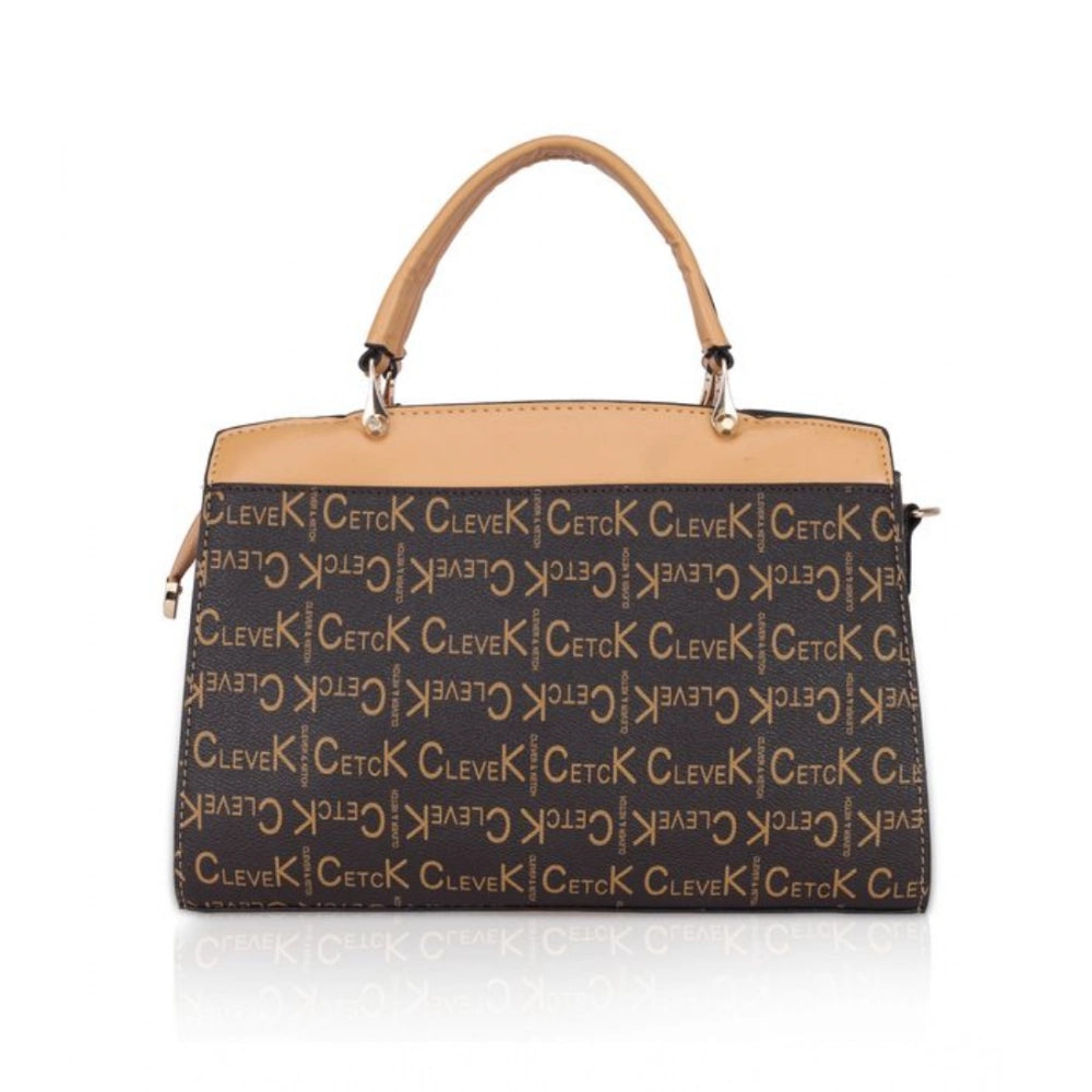 Suvarnika Women's Faux Leather Printed Handbag (Camel)