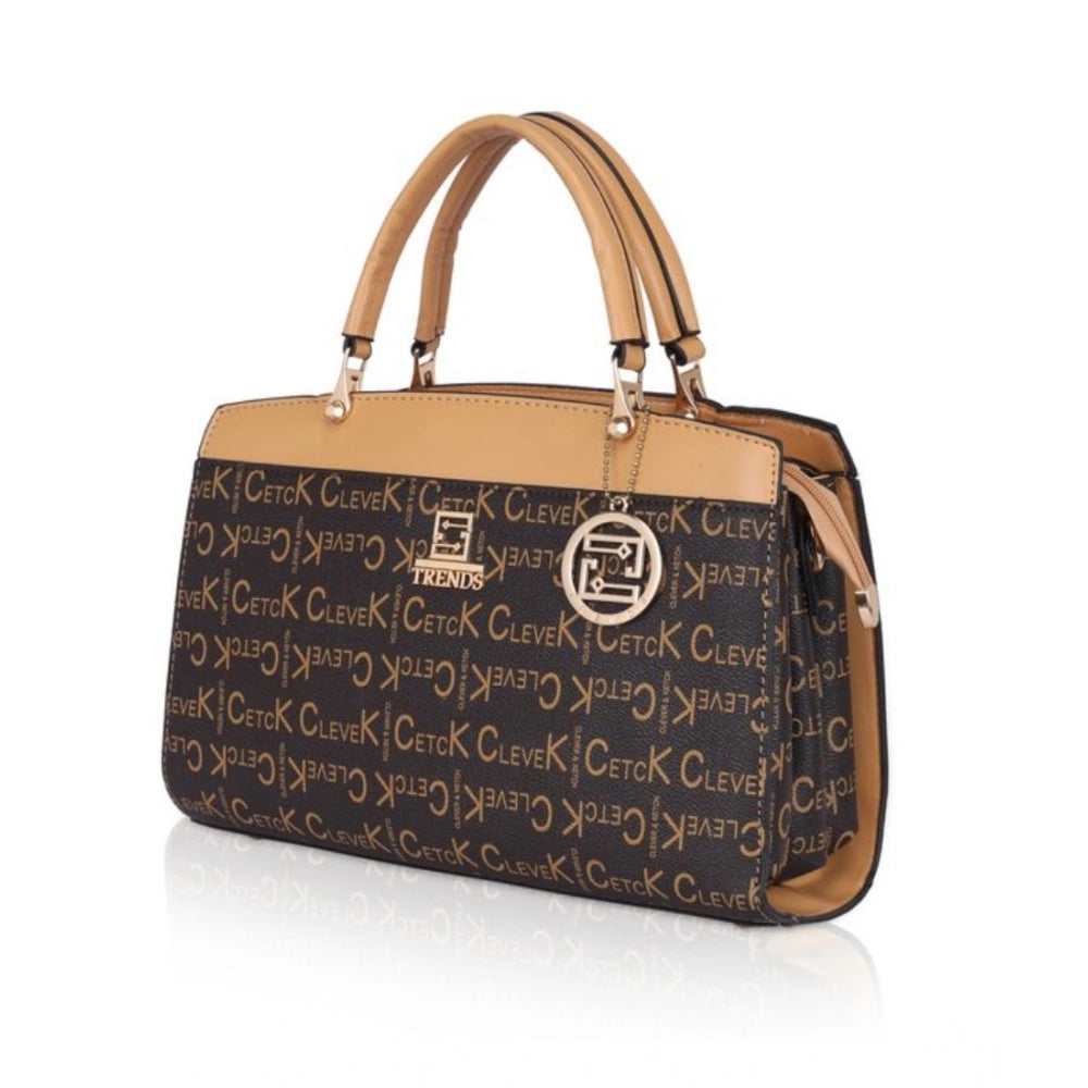 Suvarnika Women's Faux Leather Printed Handbag (Camel)