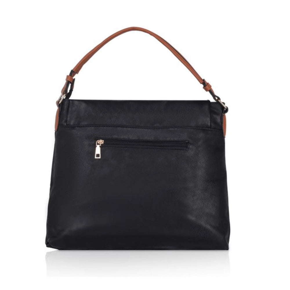 Suvarnika Women's Faux Leather Solid Sling Bag (Black)