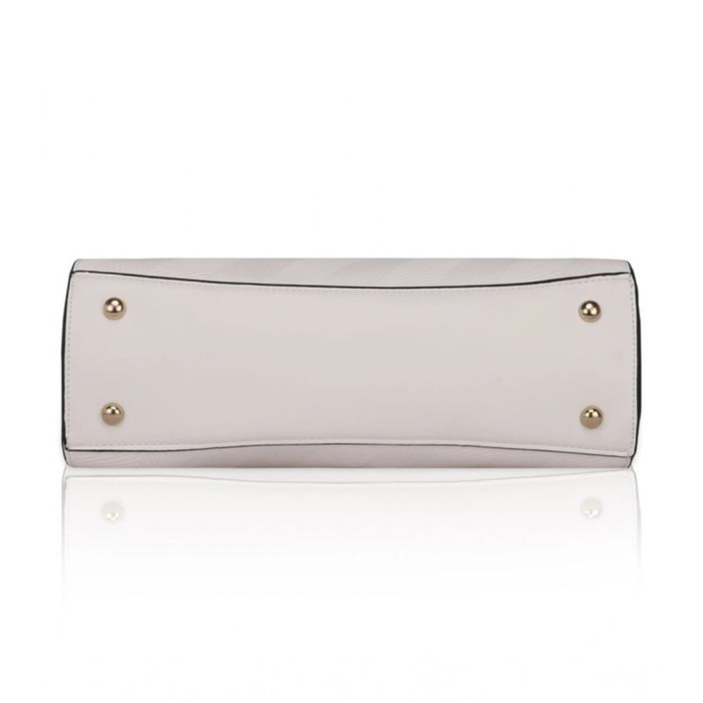 Suvarnika Women's Faux Leather Textured Adjustable Long Belt Handbag (White)
