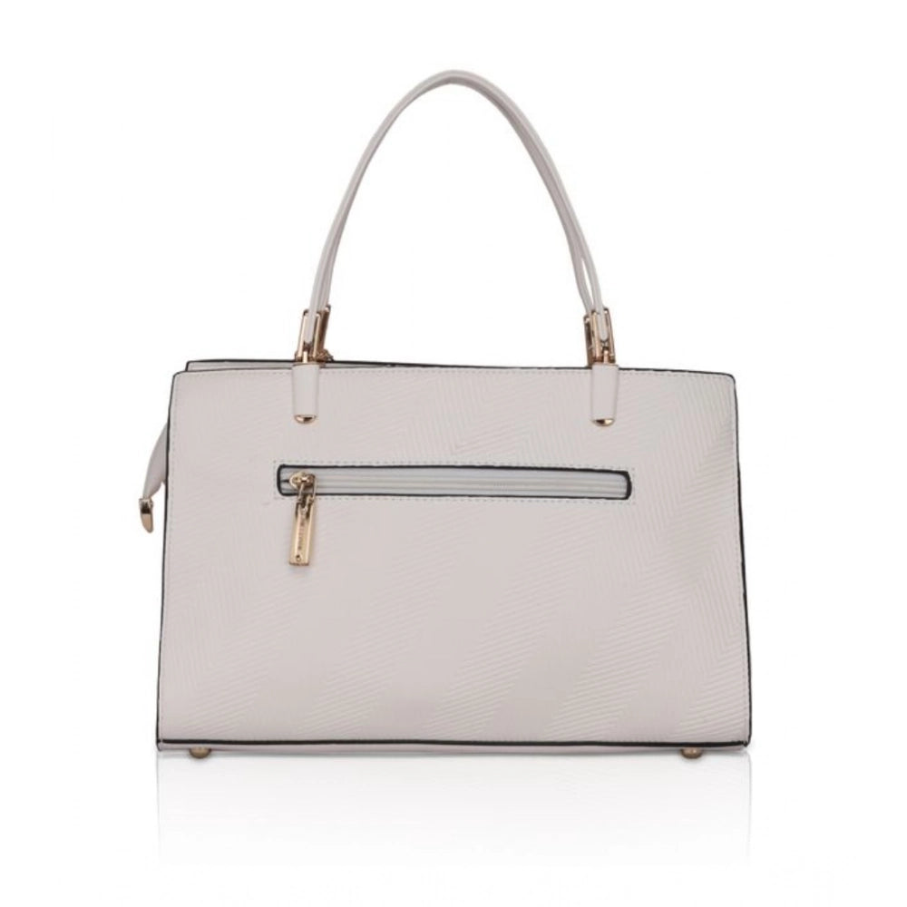 Suvarnika Women's Faux Leather Textured Adjustable Long Belt Handbag (White)