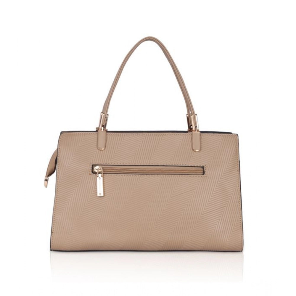 Suvarnika Women's Faux Leather Textured Adjustable Long Belt Handbag (Khaki)