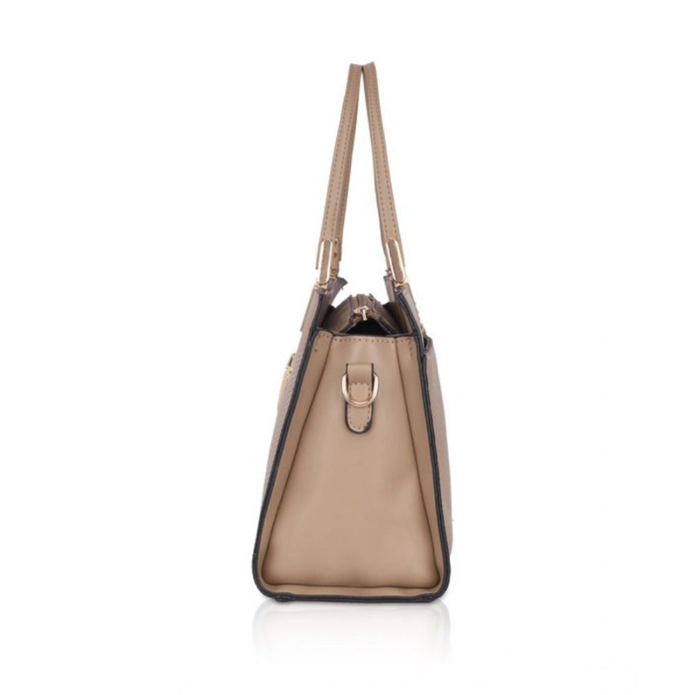 Suvarnika Women's Faux Leather Textured Adjustable Long Belt Handbag (Khaki)