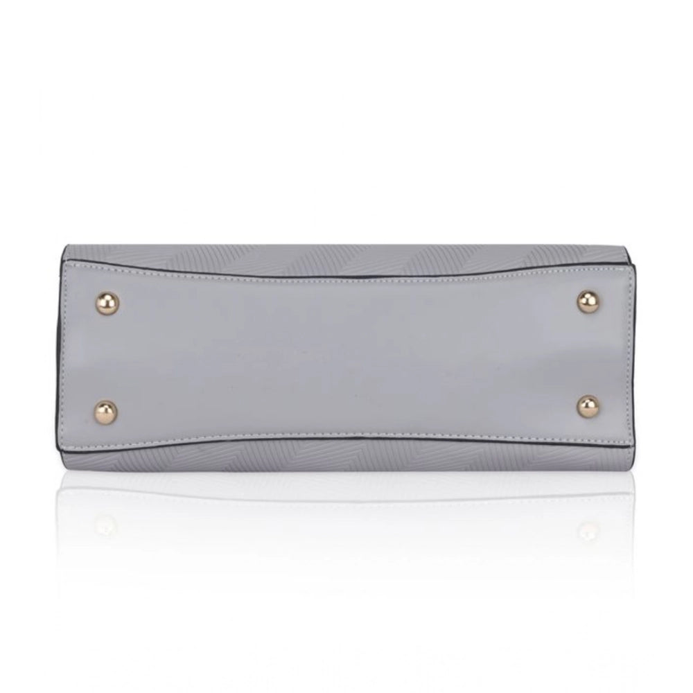 Suvarnika Women's Faux Leather Textured Adjustable Long Belt Handbag (Grey)