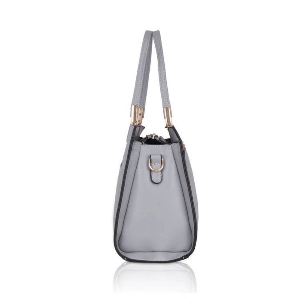 Suvarnika Women's Faux Leather Textured Adjustable Long Belt Handbag (Grey)