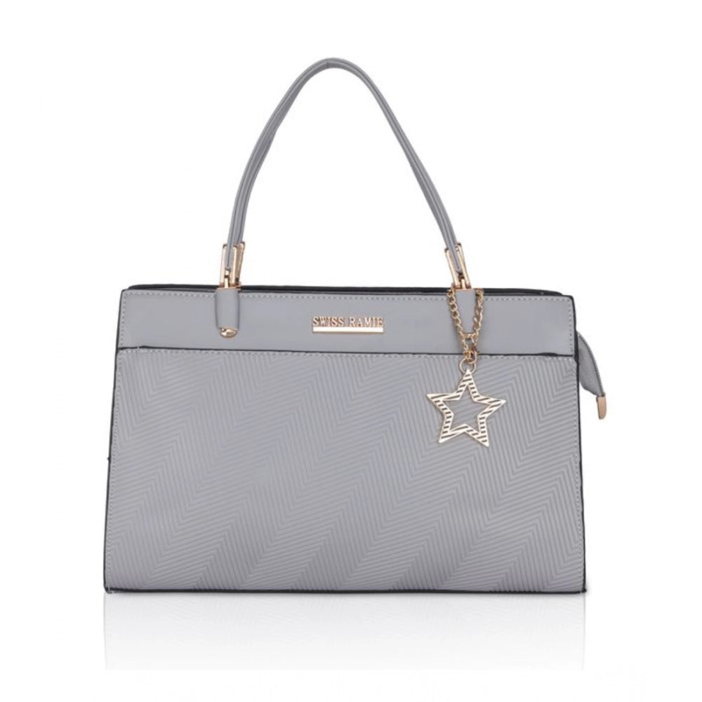 Suvarnika Women's Faux Leather Textured Adjustable Long Belt Handbag (Grey)