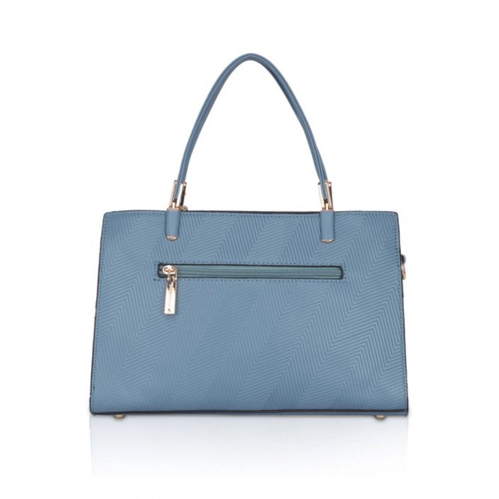 Suvarnika Women's Faux Leather Textured Adjustable Long Belt Handbag (Blue)
