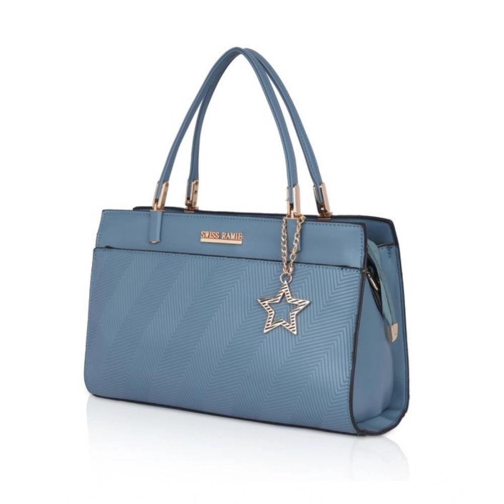 Suvarnika Women's Faux Leather Textured Adjustable Long Belt Handbag (Blue)