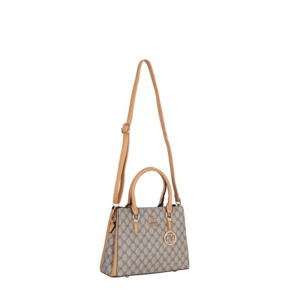 Suvarnika Women's Faux Leather Printed Handbag (Camel)