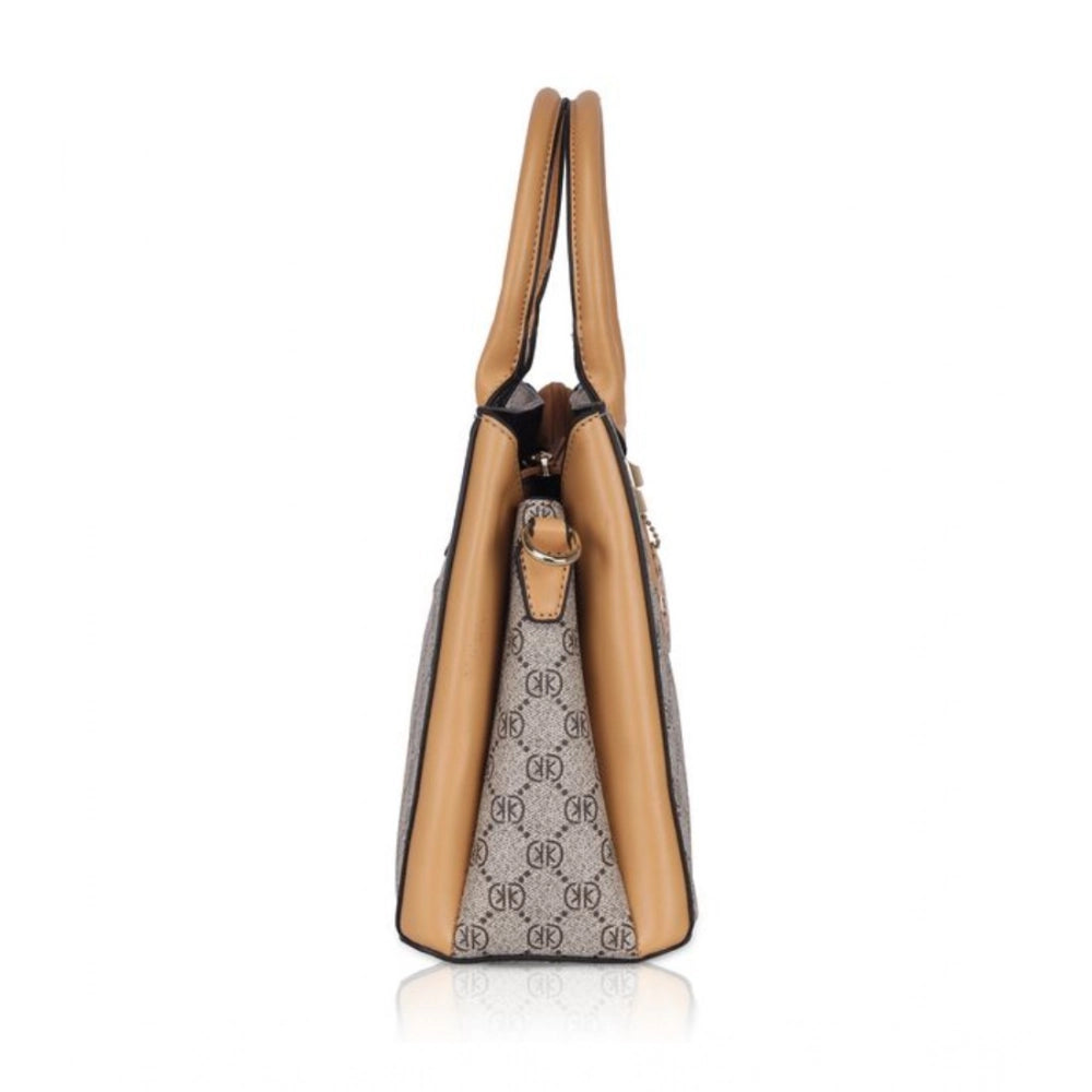 Suvarnika Women's Faux Leather Printed Handbag (Camel)