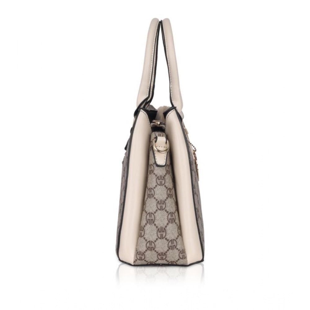 Suvarnika Women's Faux Leather Printed Handbag (Beige)