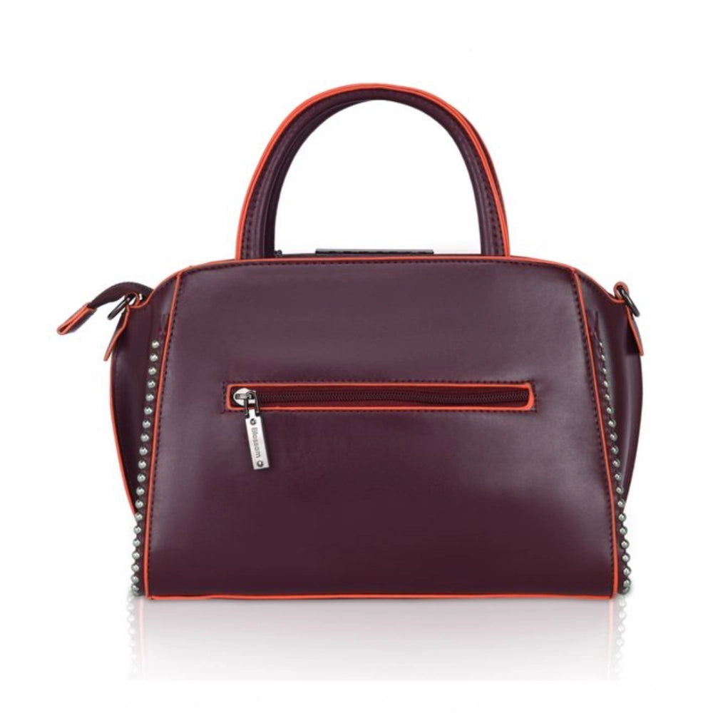 Suvarnika Women's Faux Leather Metal Beads Handbag (Wine Red)