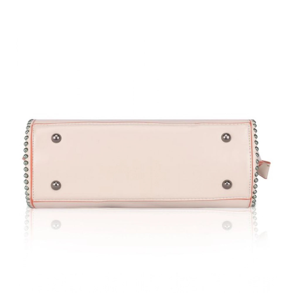 Suvarnika Women's Faux Leather Metal Beads Handbag (Pink)