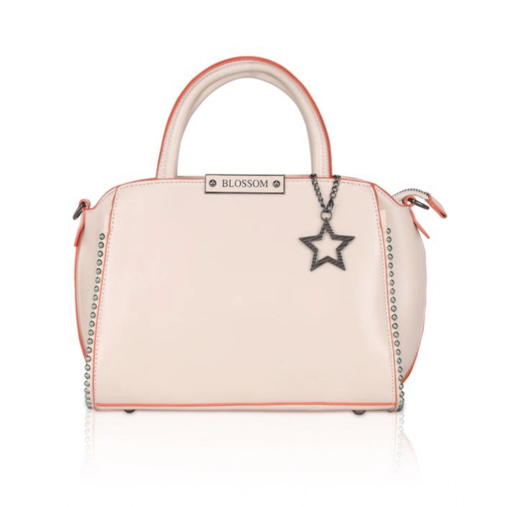 Suvarnika Women's Faux Leather Metal Beads Handbag (Pink)