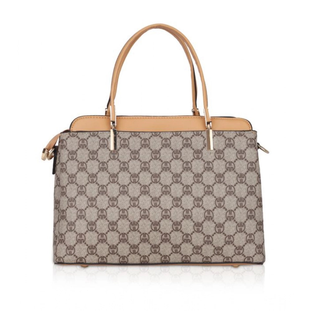 Suvarnika Women's Faux Leather Printed Handbag (Camel)