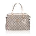 Suvarnika Women's Faux Leather Printed Handbag (Beige)