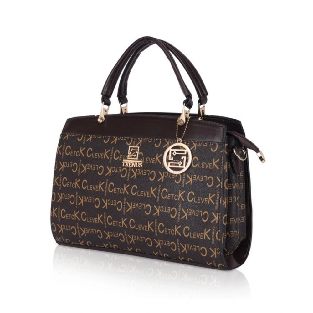 Suvarnika Women's Faux Leather Printed Handbag (Coffee)