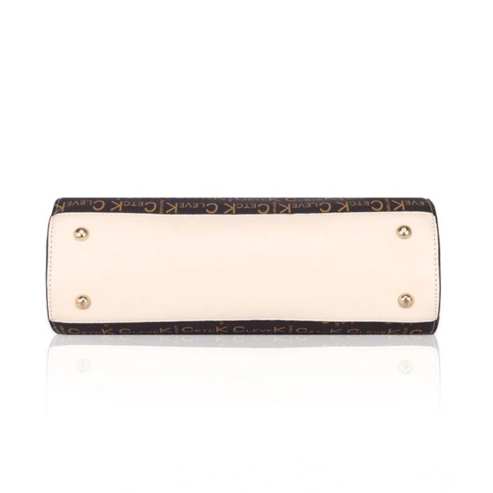 Suvarnika Women's Faux Leather Printed Handbag (Beige)