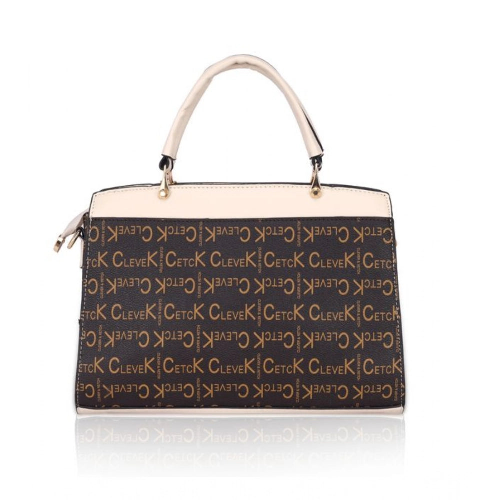 Suvarnika Women's Faux Leather Printed Handbag (Beige)