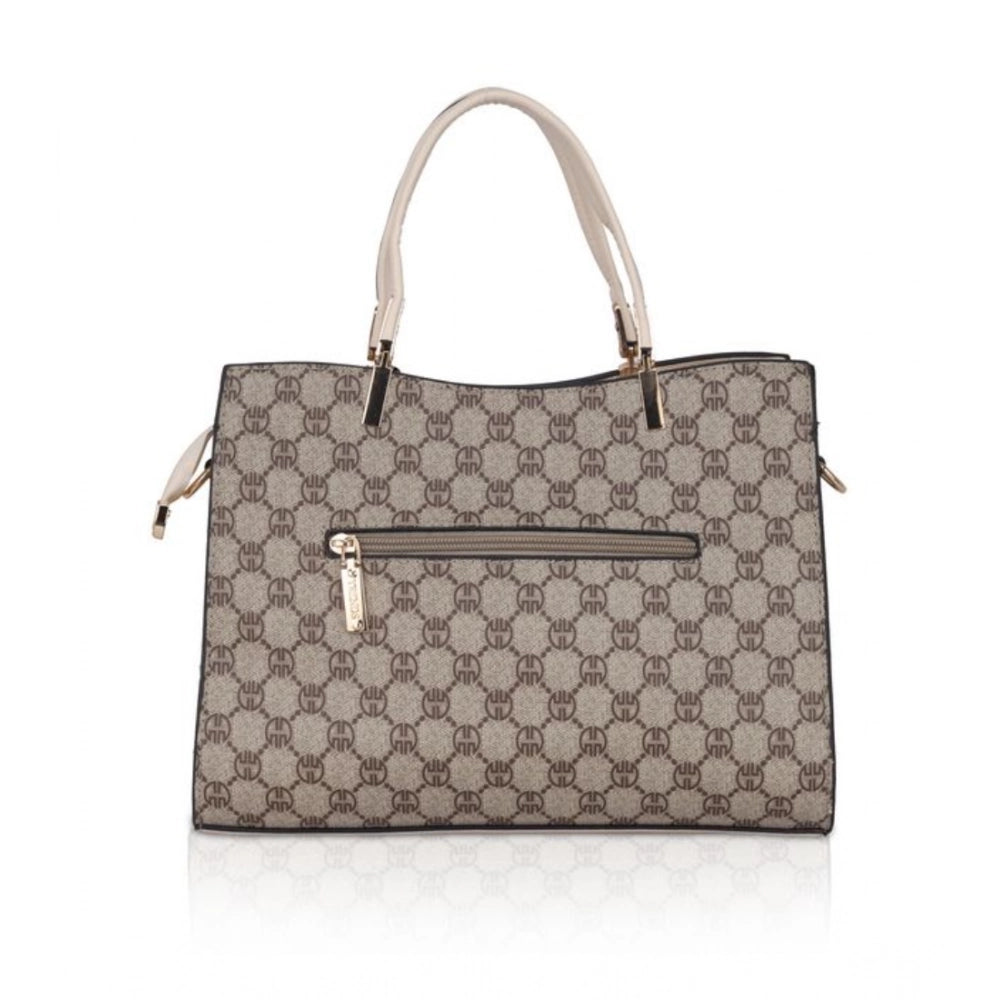 Suvarnika Women's Faux Leather Printed Handbag (Beige)